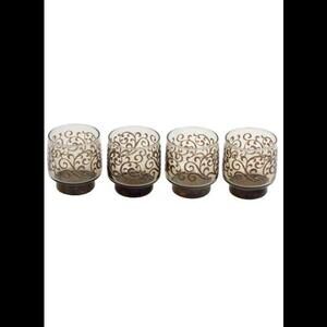 4 x Retro Brown Swirl Rocks Glasses Barware Vintage circa 60